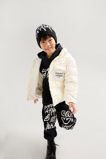 EMPORIO ARMANI JUNIOR [남아] 로고 자수 스퀘어 퀼팅 자켓 | 신세계V