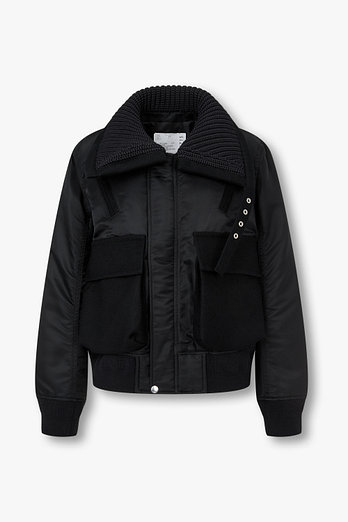 SACAI 여성 나일론 트윌 울 멜튼 블루종 | 신세계V