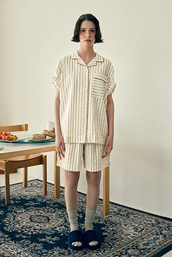 JAJU [Patina by JAJU] [공용] 서프 시어서커 4부 파자마 세트 [S~XL] | 신세계V