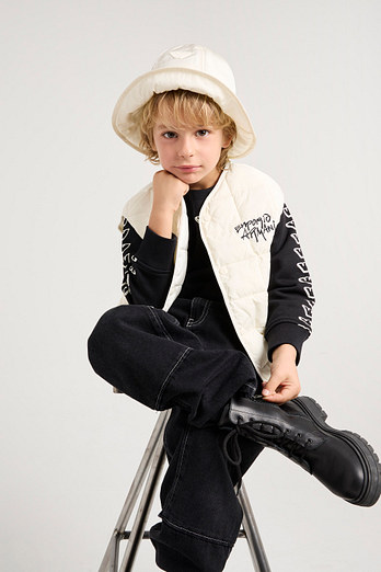 EMPORIO ARMANI JUNIOR [남아] 로고 자수 스퀘어 퀼팅 베스트 | 신세계V