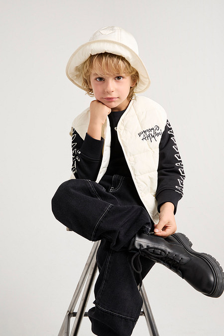 EMPORIO ARMANI JUNIOR [남아] 로고 자수 스퀘어 퀼팅 베스트 | 신세계V
