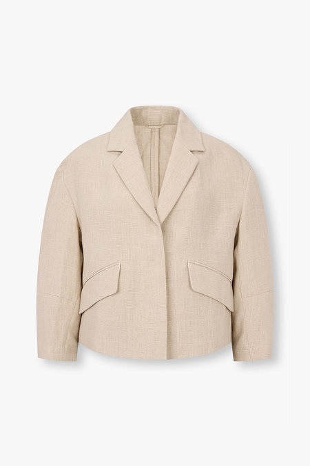 BRUNELLO CUCINELLI 여성 히든 버튼 크롭트 린넨 자켓 | 신세계V