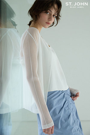 ST.JOHN BLUE LABEL(센존블루라벨) 센존블루라벨 펀칭 플리츠 가디건 화이트 | 신세계V