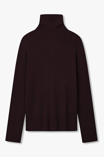 Yohji Yamamoto [Y's] 리브드 터틀넥 니트 풀오버 (다크 플럼) | 신세계V