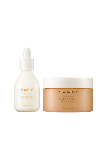 AROMATICA 글로우 비타 세럼 & 굿나잇 크림 2종 세트 (30ML+90G) | 신세계V