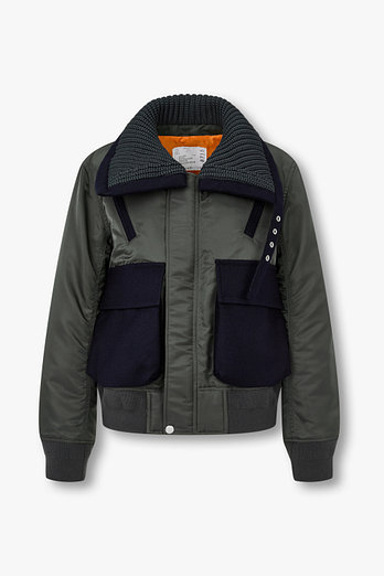 SACAI 여성 나일론 트윌 울 멜튼 블루종 | 신세계V