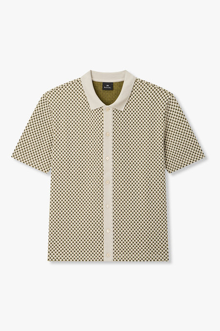 PAUL SMITH [PS PAUL SMITH] 남성 쉐브론 패턴 버튼업 폴로 니트 | 신세계V