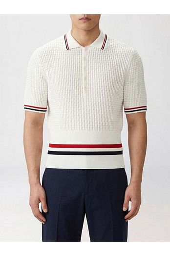 THOM BROWNE 26SS 톰브라운 플로트 리플 스티치 RWB 스트라이프 폴로 MKP155A Y3009 100 WHITE DOM | 신세계V