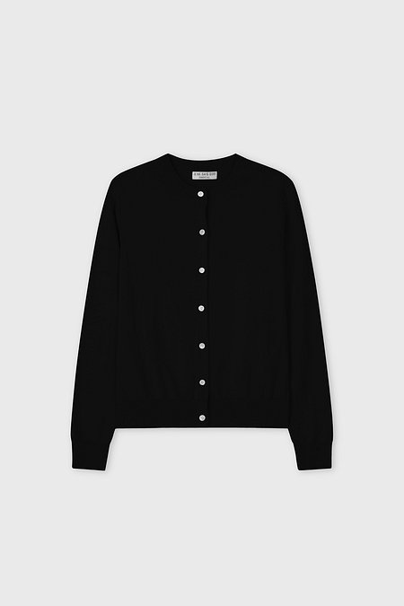 JE NE SAIS QUOI 에센셜 크루넥 기본 캐시미어 가디건_블랙 | 신세계V