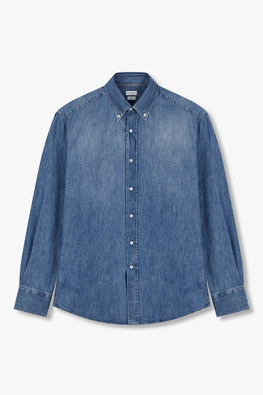 BRUNELLO CUCINELLI(브루넬로 쿠치넬리) 남성 버튼 다운 카라 데님 셔츠 | 신세계V