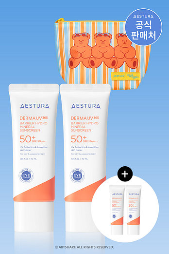 AESTURA 에스트라 더마 UV365 장벽수분 무기자차 선크림 40ml * 2 | 신세계V