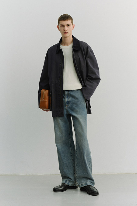 DUNST UNISEX COTTON CHORE JACKET INDIGO NAVY_M_UDJA6A101N1 | 신세계V