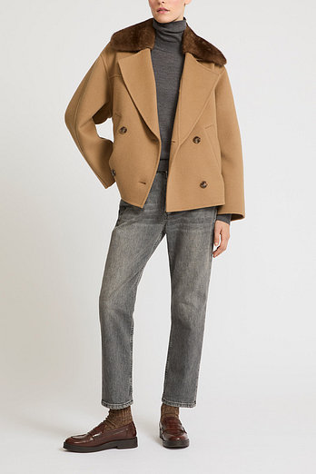 YVES SALOMON [공식] 이브살로몬 하프 더블버튼 코트 | 신세계V