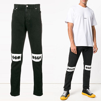 MSGM 11주년 로고 프린팅 데님팬츠 2540MP40L 184792 99 | 신세계V