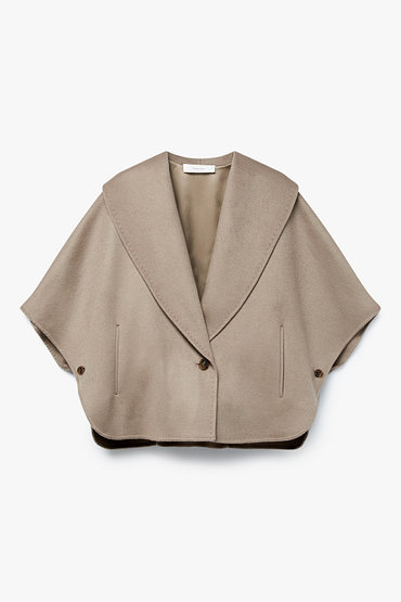 DELLA LANA(델라라나) 캐시미어 블렌드 숄 카라 케이프 숏 코트 | 신세계V