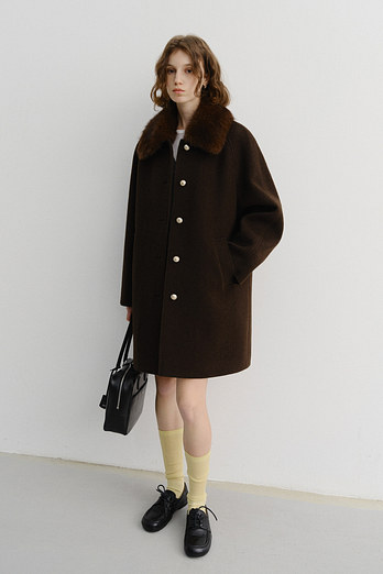DUNST BOUCLE WOOL HALF COAT BROWN_UDCO5D226W2 | 신세계V