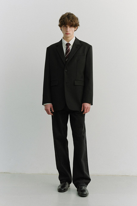 DUNST UNISEX 2 BUTTON WOOL BLAZER BLACK_M_UDJA6A102BK | 신세계V