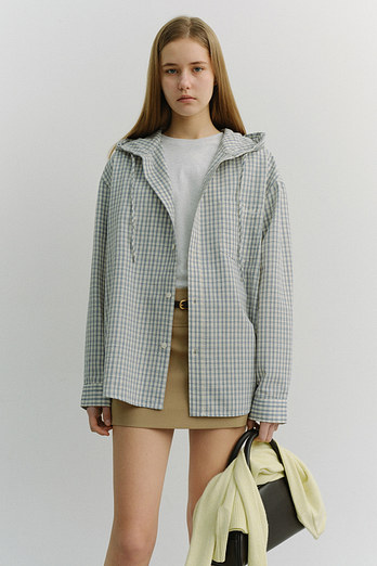DUNST UNISEX CLASSIC HOODED SHIRT CREAM CHECK_UDSH6A107CR | 신세계V