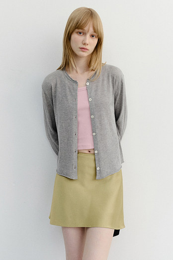 DUNST SUMMER ESSENTIAL CREWNECK CARDIGAN MELANGE GREY_UDSW6B222G2 | 신세계V