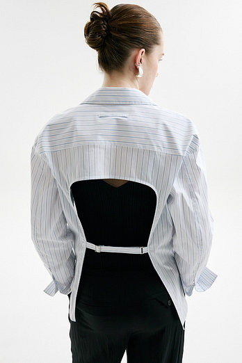L`H.A.S BACKLESS STRIPE SHIRT_WHITE | 신세계V