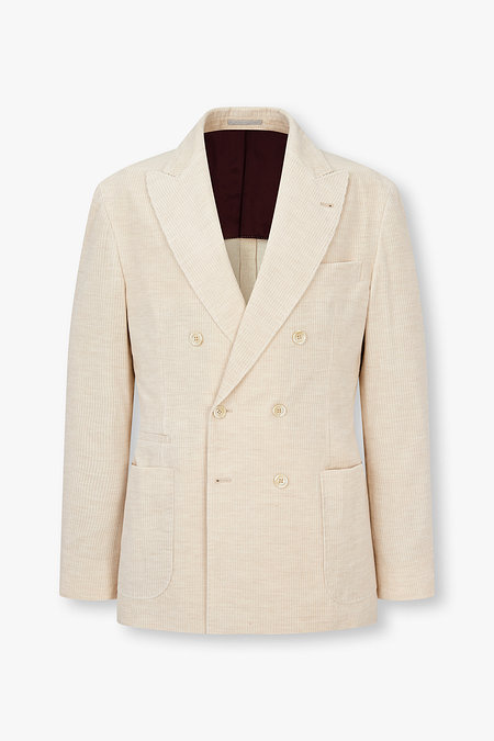 BRUNELLO CUCINELLI(브루넬로 쿠치넬리) 남성 코듀로이 피크트 라펠 더블 자켓 | 신세계V