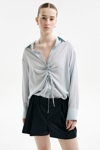 L`H.A.S DRAPE TUCK SHEER SHIRT_SKY BLUE | 신세계V