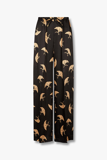 DRIES VAN NOTEN 여성 버드 패턴 실크 밴딩 팬츠 | 신세계V