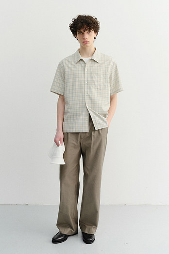 DUNST UNISEX CHECKED PAJAMA SHIRT OLIVE CHECK_M_UDSH6B133K1 | 신세계V
