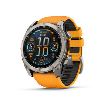GARMIN 가민 피닉스 8 51mm 아몰레드 사파이어 티타늄 오렌지 밴드 GPS 스마트워치 | 신세계V