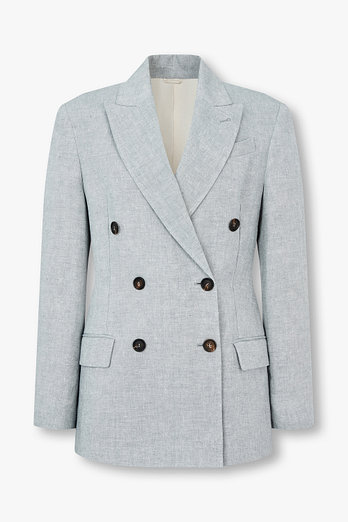 BRUNELLO CUCINELLI 여성 글리터 피크트 라펠 린넨 자켓 | 신세계V