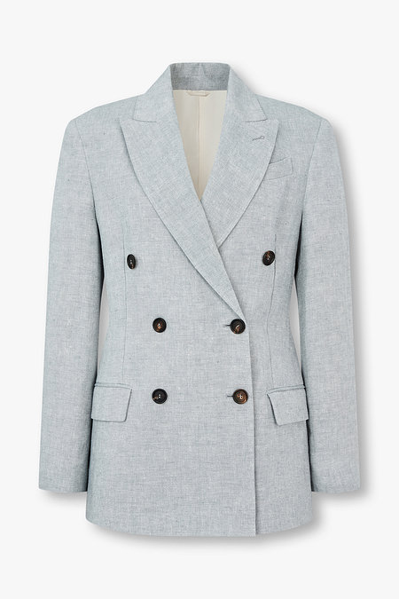 BRUNELLO CUCINELLI 여성 글리터 피크트 라펠 린넨 자켓 | 신세계V