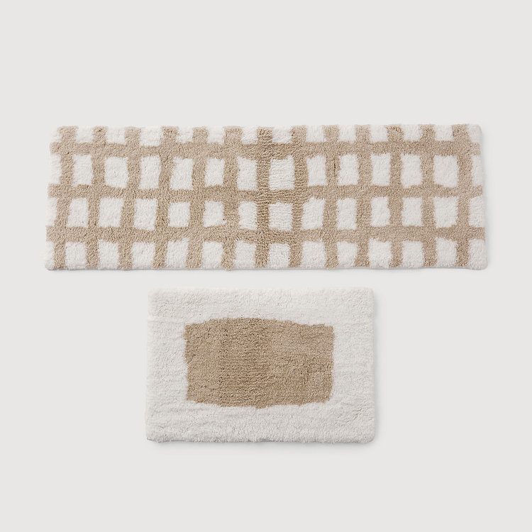 돌담 체크 소프트 터프팅 매트 120x40cm 베이지