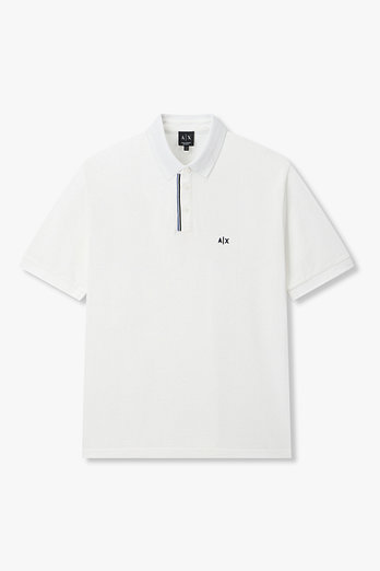 ARMANI EXCHANGE 남성 스트라이프 넥 피케 폴로 셔츠 | 신세계V
