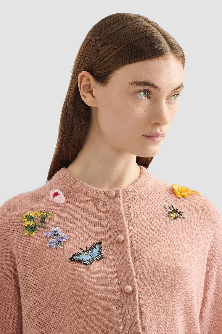 엠블리쉬드 알파카 블렌드 가디건(누드 핑크)