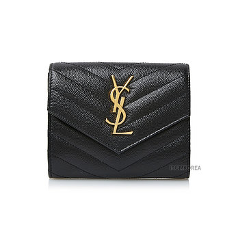 SAINT LAURENT [생로랑] SS26 여성 3단 모노그램 반지갑 403943 BOW01 1000 | 신세계V