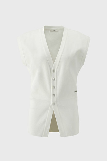 L`H.A.S COTTON OVER SHOULDER BLOUSON KNITTED VEST_IVORY | 신세계V