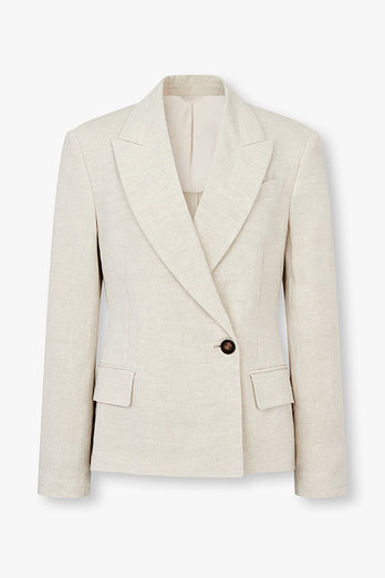 BRUNELLO CUCINELLI 여성 글리터 피크트 라펠 더블 자켓 | 신세계V