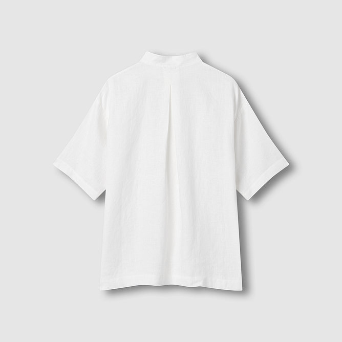 여 리넨 스탠카라 5부 셔츠
