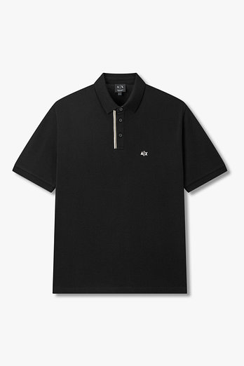 ARMANI EXCHANGE 남성 스트라이프 넥 피케 폴로 셔츠 | 신세계V