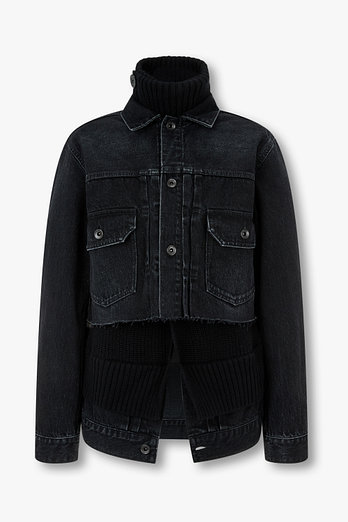 SACAI 여성 데님 믹스 울 니트 자켓 | 신세계V