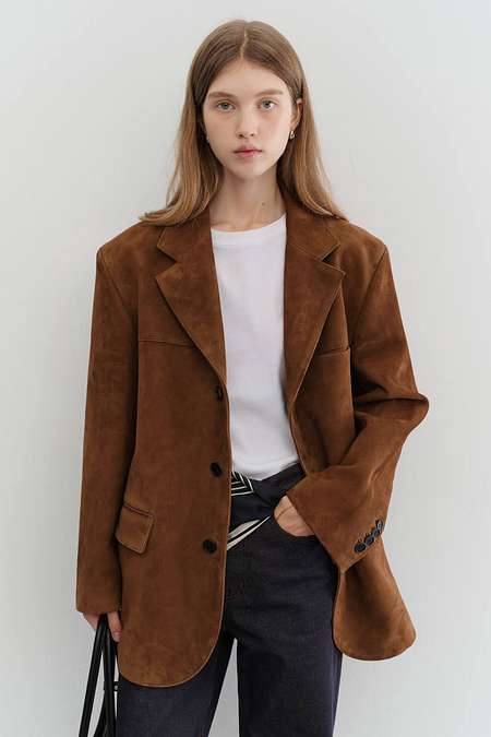 DUNST UNISEX SUEDE TAILORED HALF JACKET CAMEL_UDJA5C103CM | 신세계V