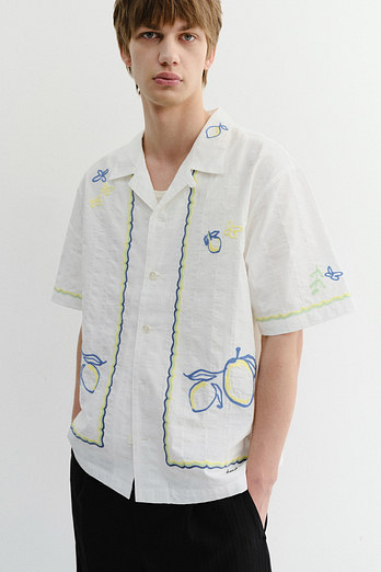 DUNST UNISEX HAND-DRAWING OPEN COLLARED SHIRT LEMON GARDEN_M_UDSH6B121Y1 | 신세계V