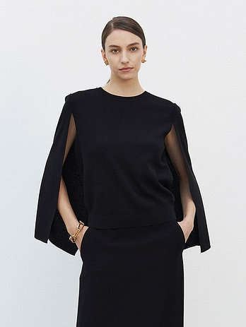 Mare di Mari [7/3 순차출고] Cape Layered knit Pullover - Black | 신세계V