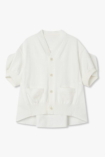 SACAI 여성 데님 믹스 브이넥 니트 가디건(오프 화이트) | 신세계V
