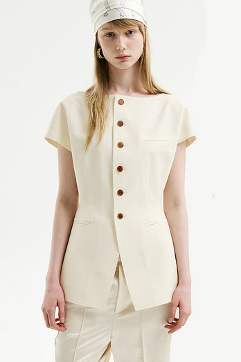 L`H.A.S BOATNECK SHORT SLEEVE TWEED JACKET_IVORY | 신세계V