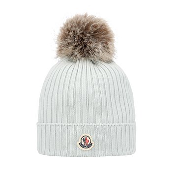 MONCLER 몽클레르 3B00007 A9327 91Z 로고 패치 폼폼 아동 키즈 비니 (성인착용가능) | 신세계V
