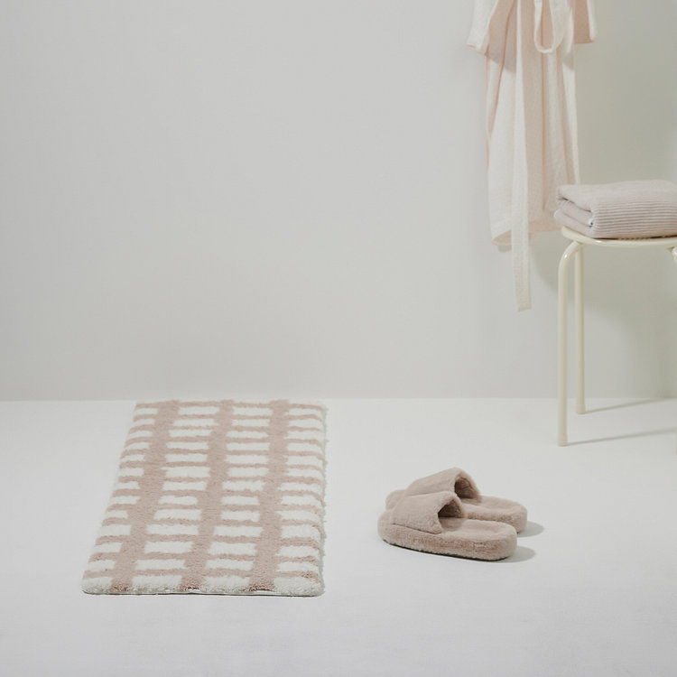 돌담 체크 소프트 터프팅 매트 120x40cm 베이지