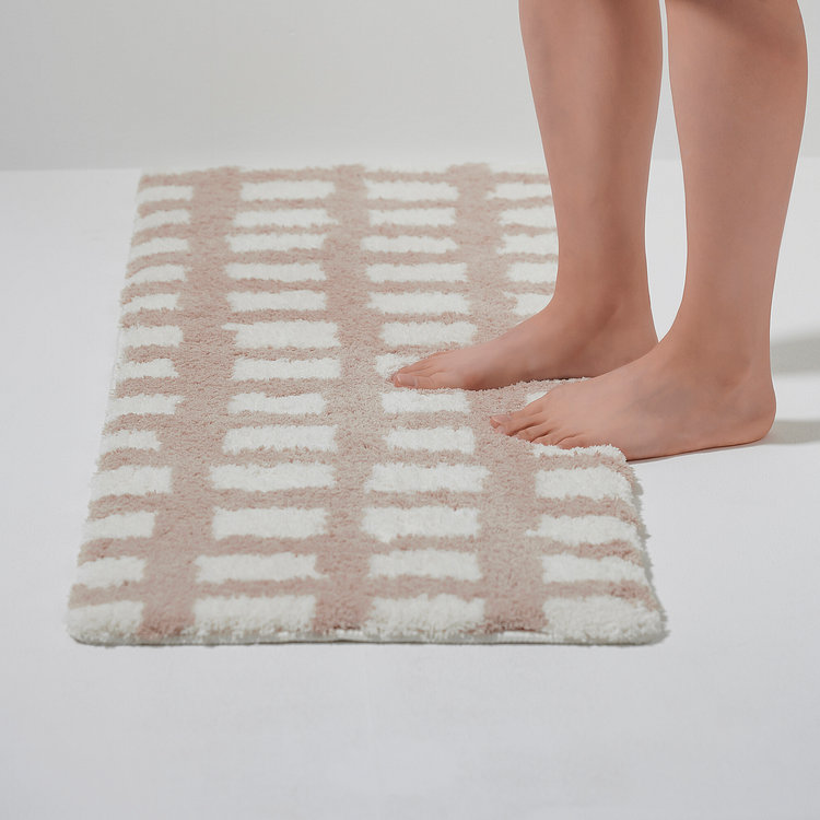 돌담 체크 소프트 터프팅 매트 120x40cm 베이지