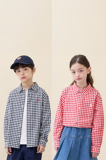 BEANPOLE KIDS [시즌오프30%][BEANPOLE KIDS] 26SS 스몰 깅엄 체크 셔츠 (2종 택1) | 신세계V