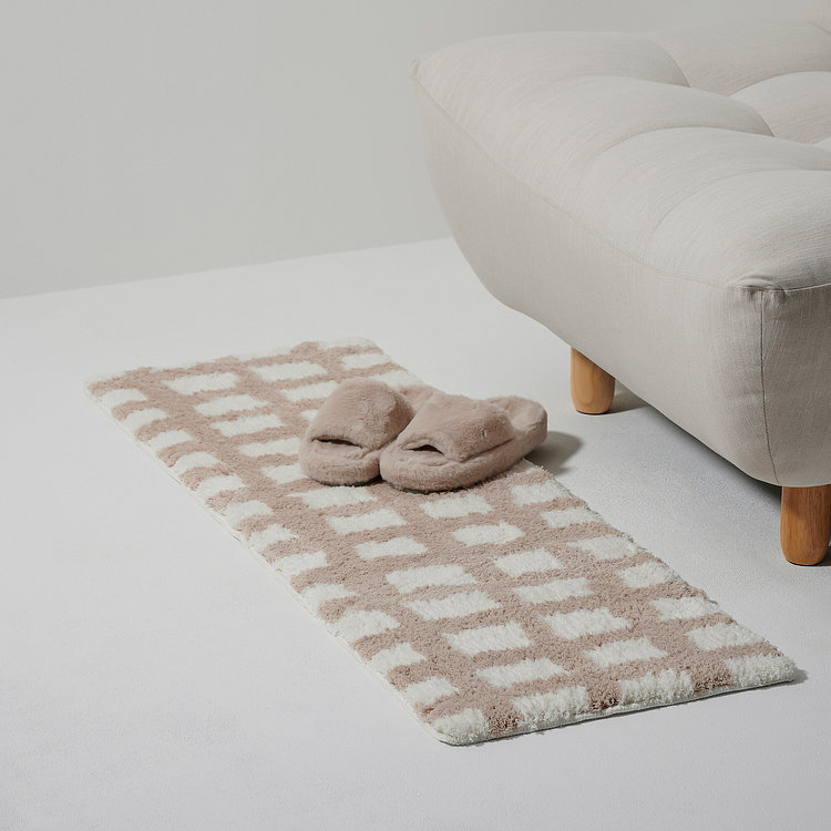 돌담 체크 소프트 터프팅 매트 120x40cm 베이지
